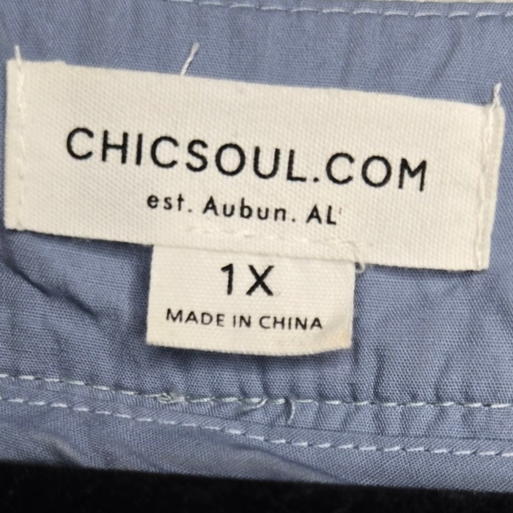 ChicSoul 1X Blue White Floral Cotton Peplum Blouse Plus Size Cottagecore Boho - Picture 7 of 10
